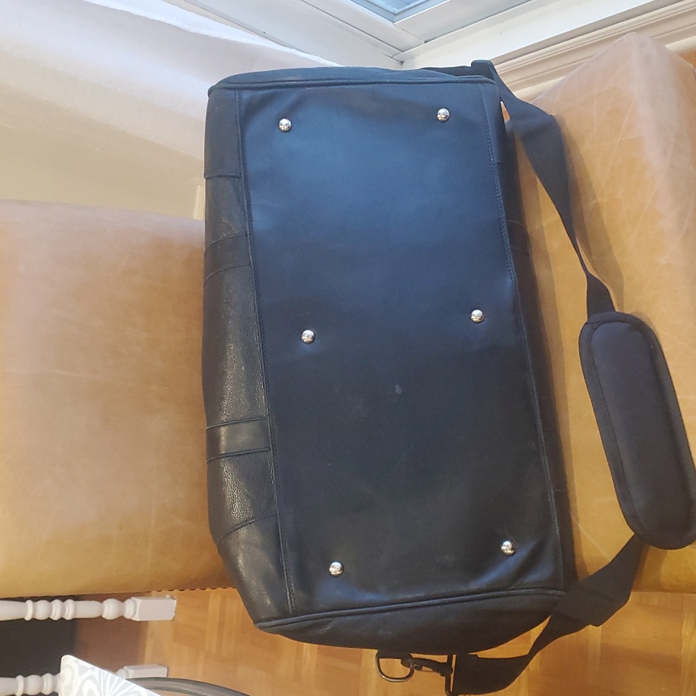 Vintage Roots Canadians Retro Duffel Pebbled Leather Travel Gym Weekender Bag - Picture 10 of 13